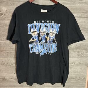 Detroit Lions 2023 NFC North Division Champions Black T-shirt NFL Size XL